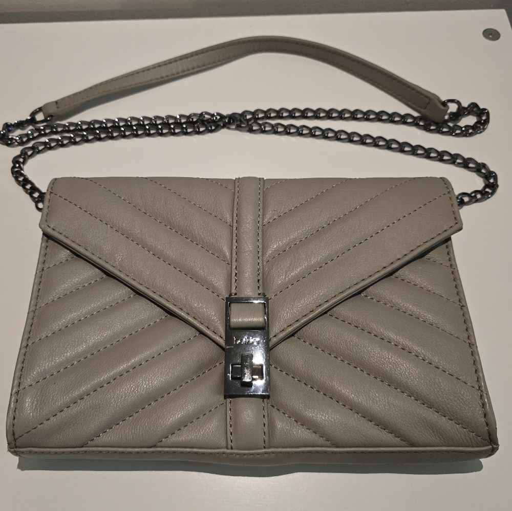 Botkier Dakota Clutch in Fog Quilted Crossbody Ultra Soft Handbag Grey